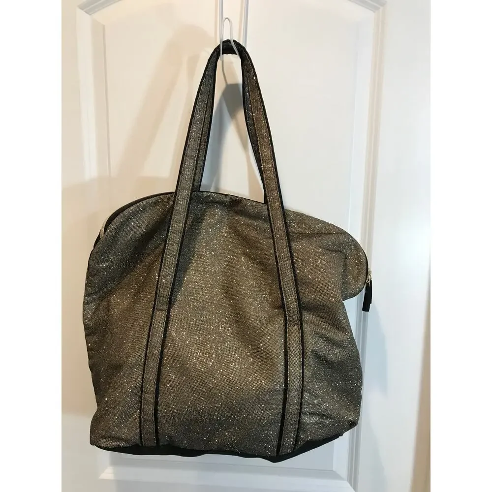 Victoria’s Secret Gold Glitter Weekender Tote Bag EUC